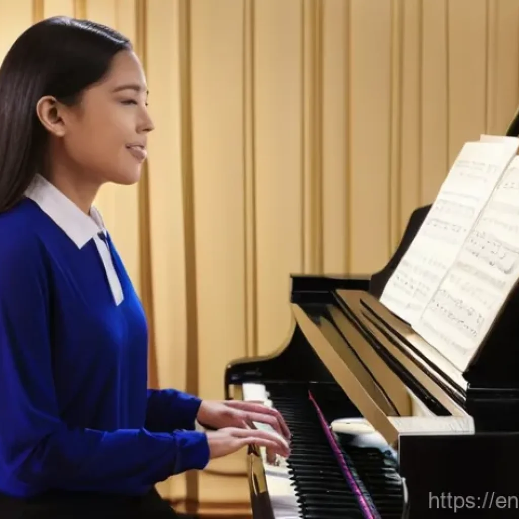 보컬트레이너 일상 업무 - **Prompt:** A warm and inviting modern vocal studio. A female vocal coach, mid-40s, with a kind and ...