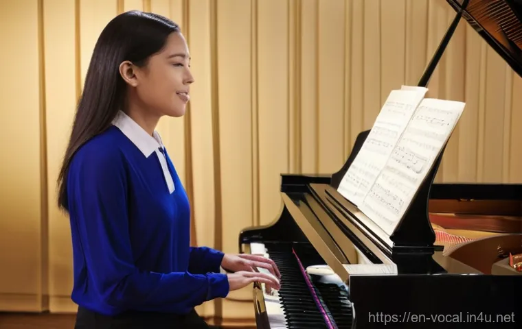 보컬트레이너 일상 업무 - **Prompt:** A warm and inviting modern vocal studio. A female vocal coach, mid-40s, with a kind and ...