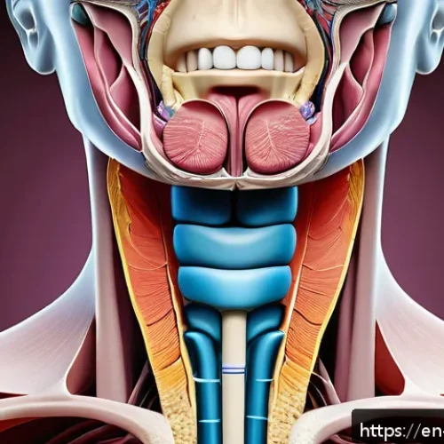 보컬트레이너 음성 보호 방법 - A detailed, realistic medical illustration of the human vocal anatomy focusing on the larynx and voc...